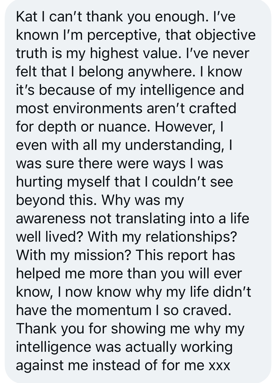 Reader message about intelligence, belonging, and momentum